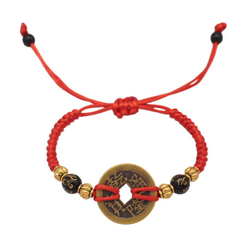 Buddha Stones Copper Coin Fortune Red String Weave Bracelet - image 9
