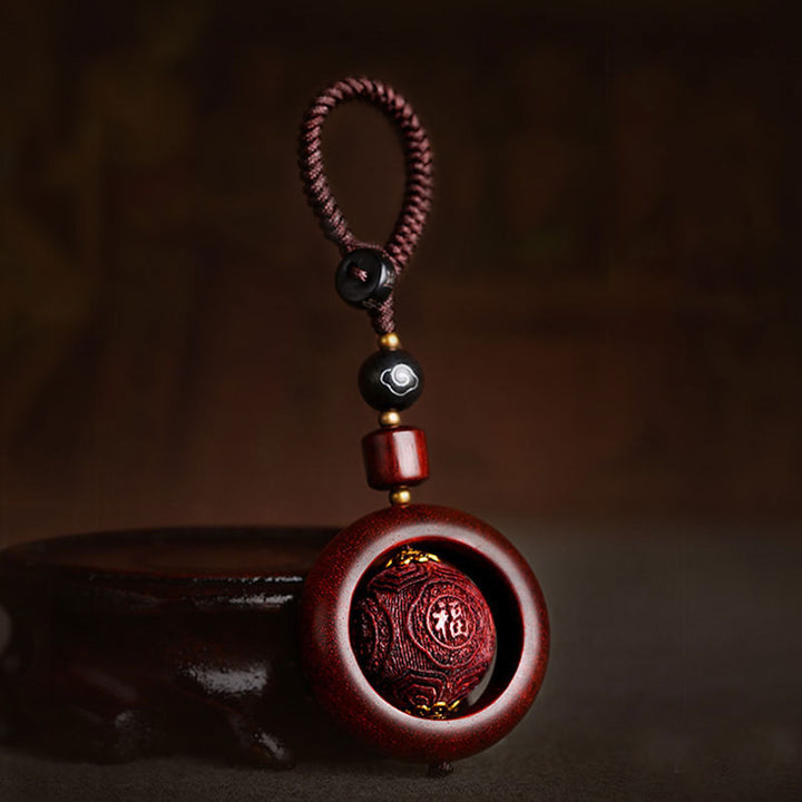 Buddha Stones Tibetan Small Leaf Red Sandalwood Ebony Luck Protection Rotation Decoration - Blessing - image 9