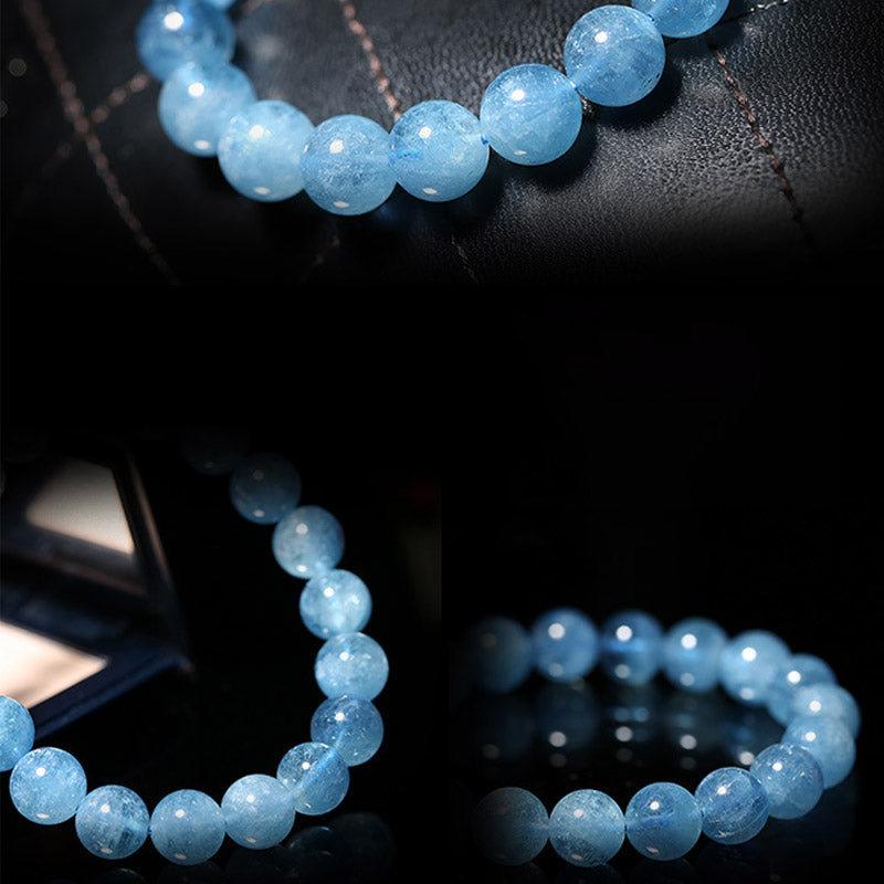 Buddhastoneshop Aquamarine Beads Peace Healing Bracelet - image 6