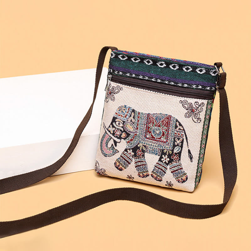 Buddha Stones Elephant Butterfly Embroidered Canvas Tote Bag Shoulder Bag Crossbody Bag - image 2