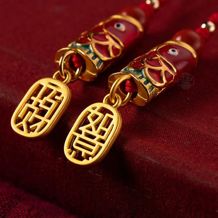 Buddha Stones Koi Fish Cinnabar Attracting Wealth Wish Ruyi Charm Luck Phone Hanging Decoration - image 30