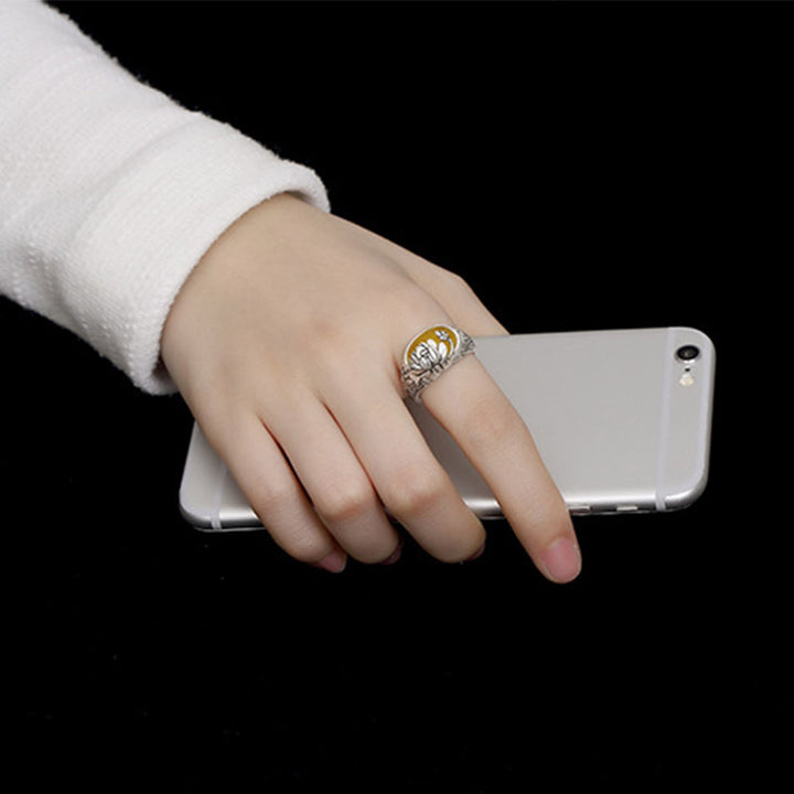 Buddha Stones Citrine Lotus Blessing Protection Adjustable Ring - image 6