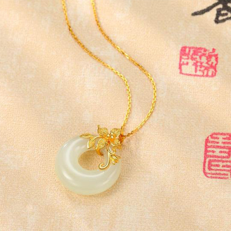Buddha Stones Tibetan White Jade Calm Necklace - image 1