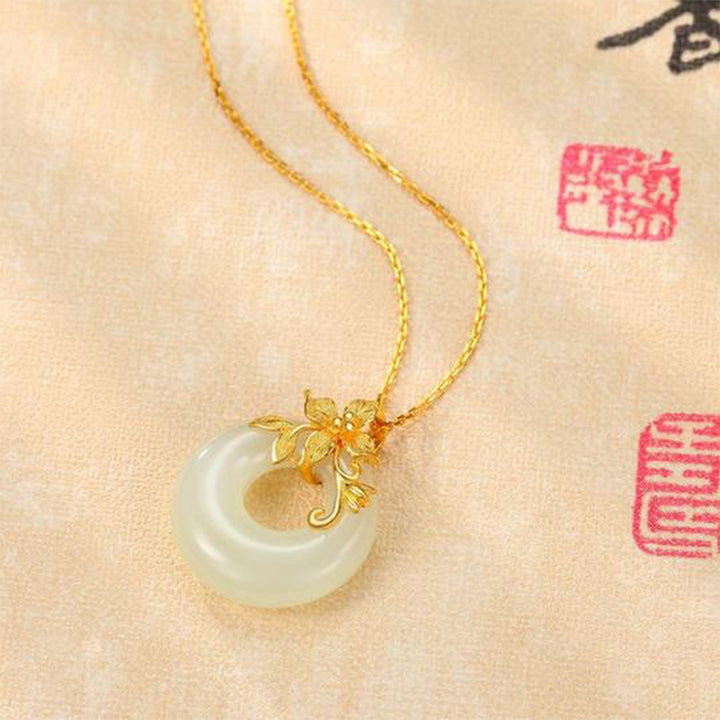 Buddha Stones Tibetan White Jade Calm Necklace - image 1