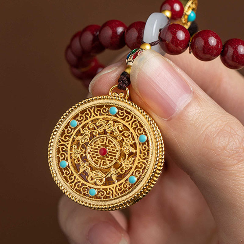 Buddha Stones Natural Cinnabar Wish Ruyi Peace Blessing Car Hanging Decoration - image 6