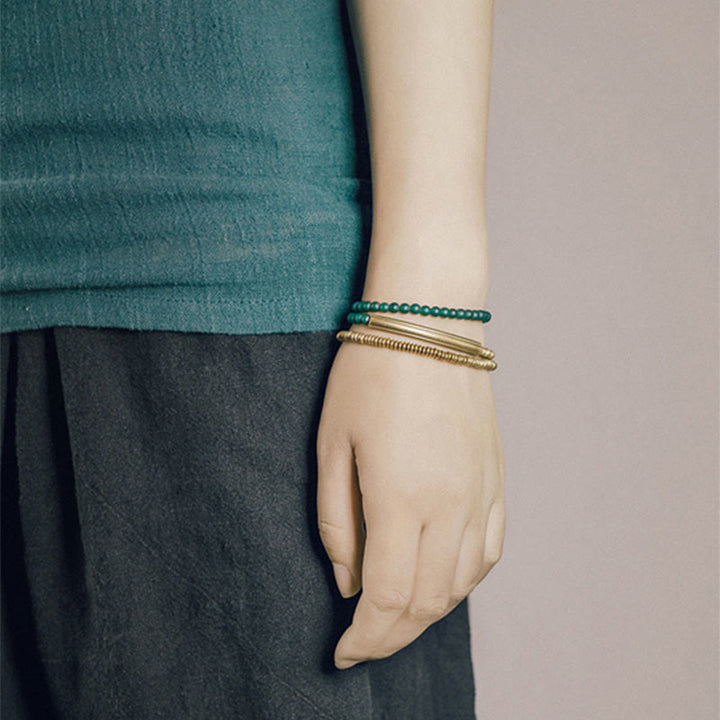 Buddha Stones Tibetan Various Agate Stone Copper Protection Triple Wrap Bracelet - image 12