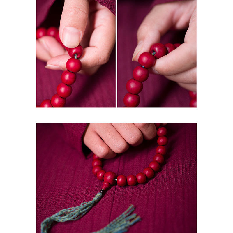 Buddha Stones Abelia Biflora Wood Warding Off Evil Spirits Wrist Mala - image 9