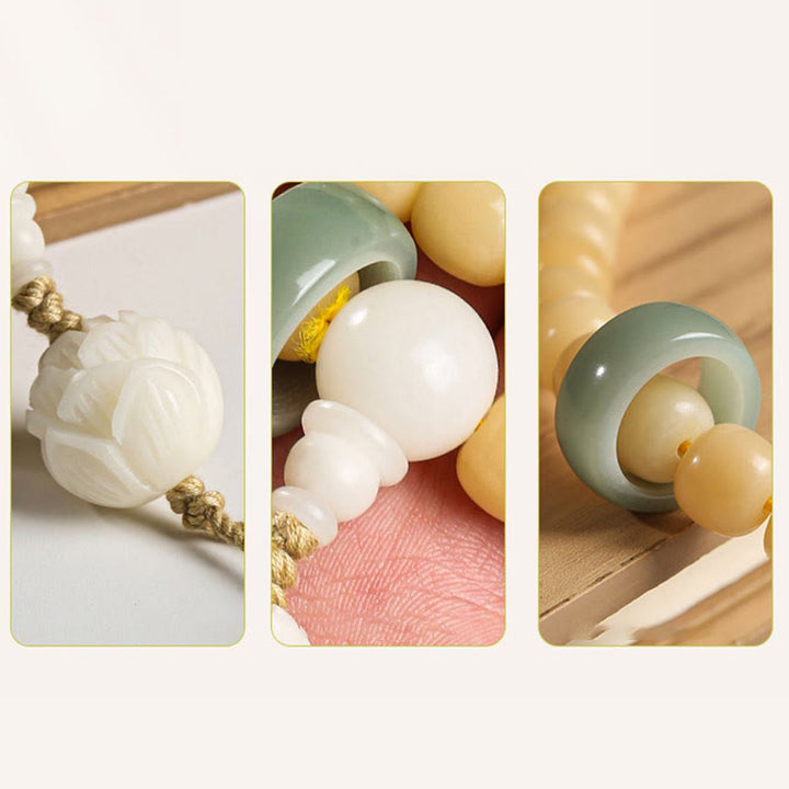 Buddha Stones Natural Bodhi Seed Lotus Dzi Bead Peace Harmony Charm Bracelet - image 3