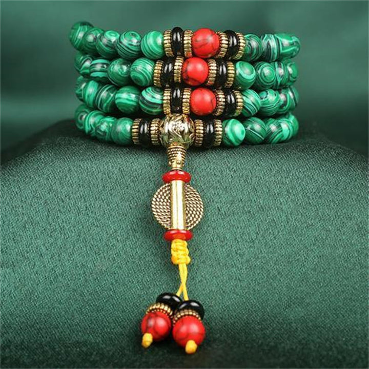 Buddha Stones Tibetan 108 Mala Malachite Beads Bracelet Necklace - image 3