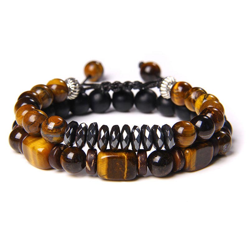 Buddha Stones Tiger Eye Frosted Stone Hematite Courage Bracelet - 4 - image 7