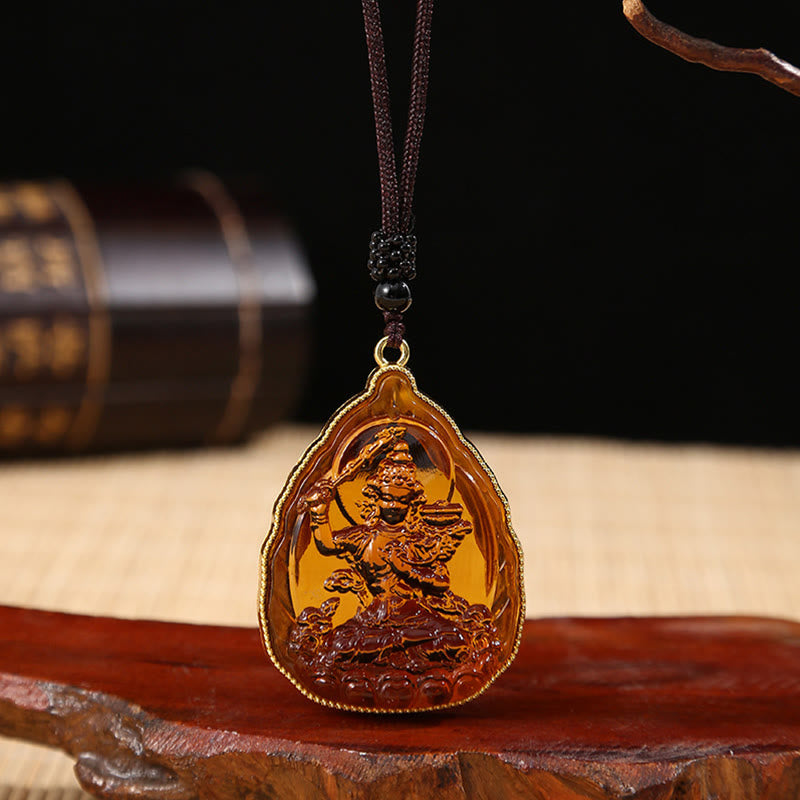 Buddha Stones Tibetan Buddha Liuli Crystal Serenity Necklace Pendant - Orange Buddha - image 10