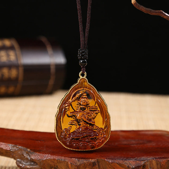 Buddha Stones Tibetan Buddha Liuli Crystal Serenity Necklace Pendant - Orange Buddha - image 10