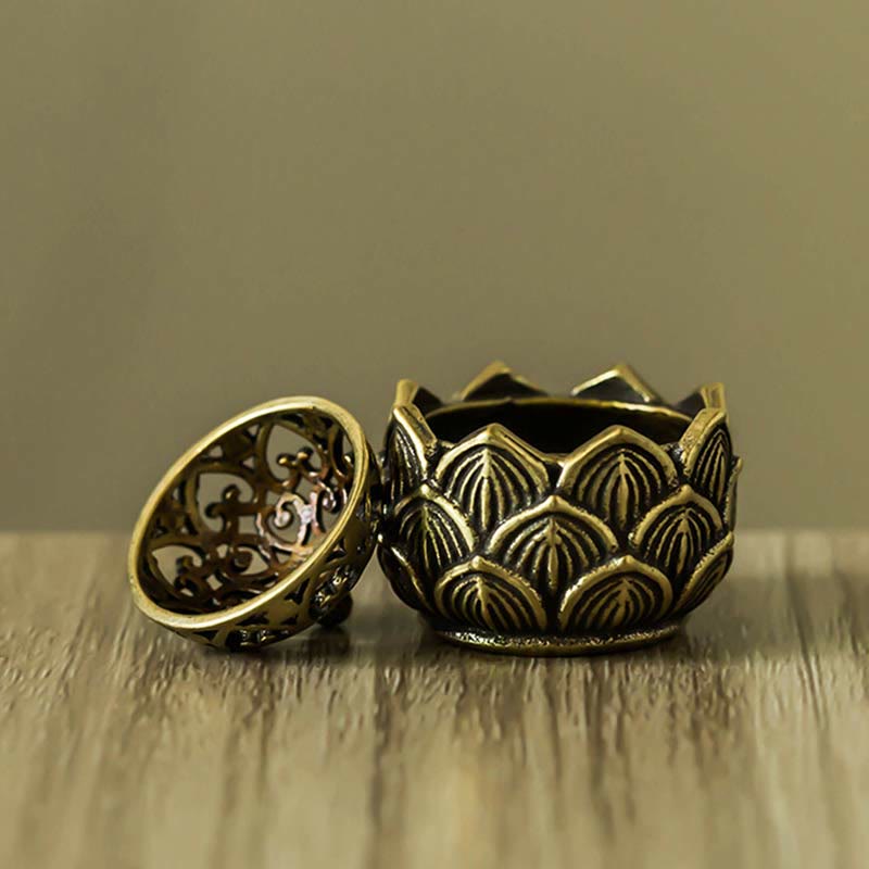 Tibetan Mini Lotus Pattern Meditation Copper Incense Burner - image 6