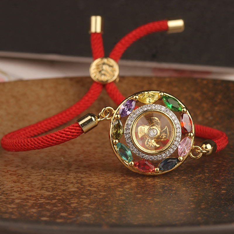 Buddha Stones Colorful Zircon Copper Wealth Luck Rotation Bracelet Necklace Pendant - image 16