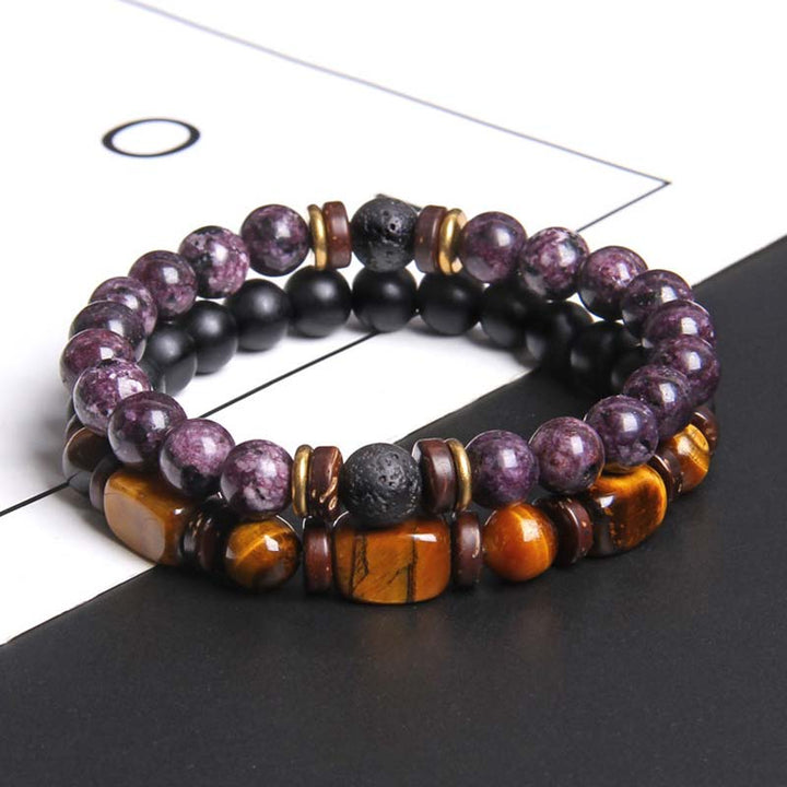 Buddha Stones 2PCS Healing Crystal Emperor Stone Tiger Eye Bead Bracelet - image 24