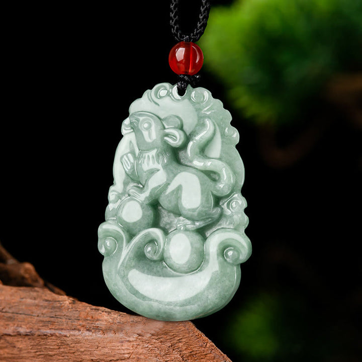 Buddha Stones Natural Green Jade 12 Chinese Zodiac Luck Prosperity Necklace Pendant - image 2