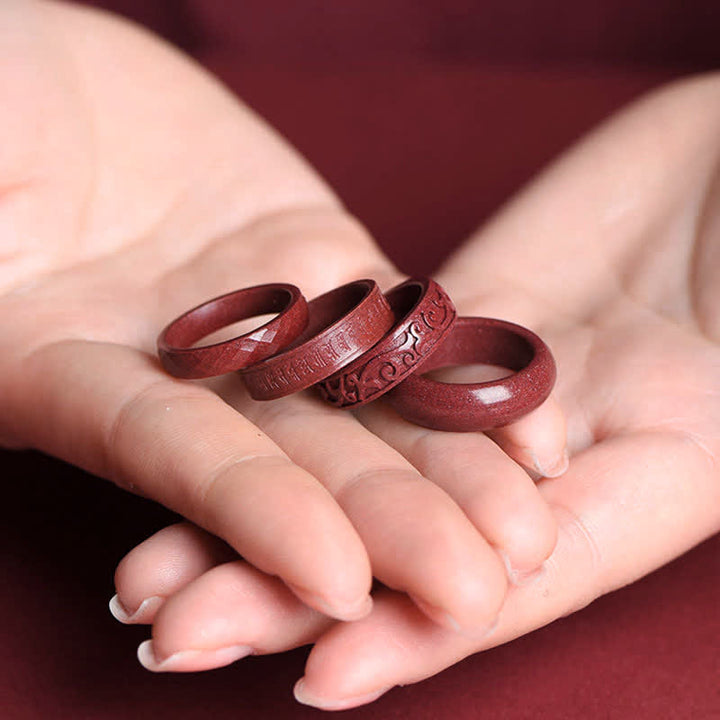 Buddha Stones Cinnabar Om Mani Padme Hum Auspicious Clouds Blessing Ring - image 12