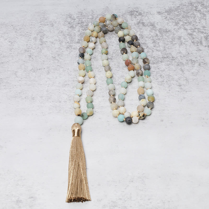 Buddha Stones 108 Amazonite Beads Tassel Mala Bracelet - image 2