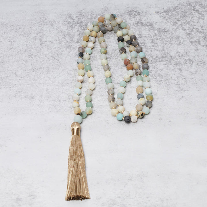 Buddha Stones 108 Amazonite Beads Tassel Mala Bracelet - image 2