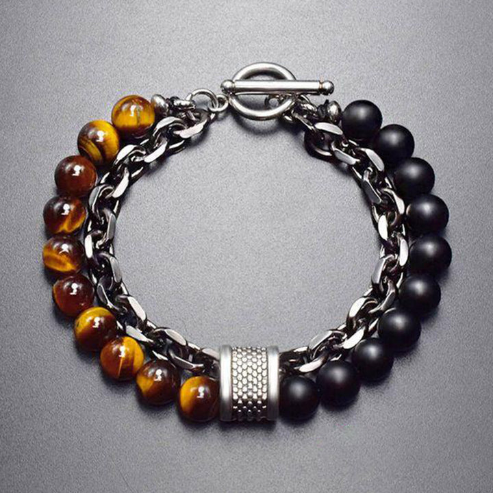 Buddha Stones Natural Tiger Eye Lazurite Protection Bracelet - Tiger's eye - image 0