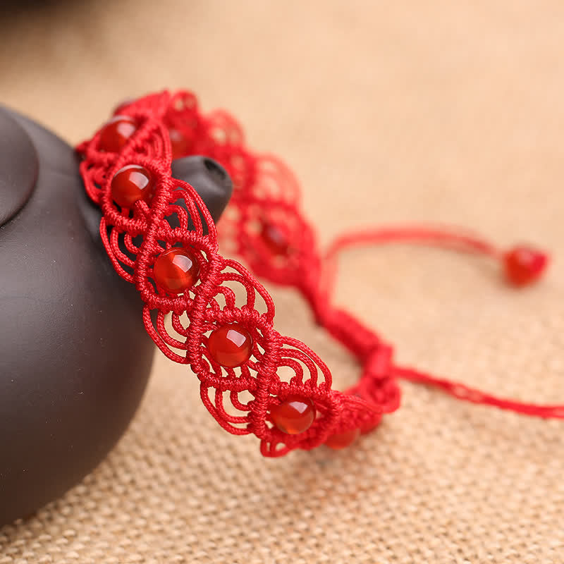 Buddha Stones Red Agate Confidence Red String Bracelet - image 1