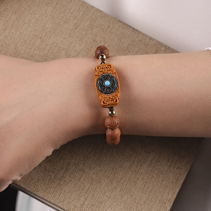 Buddha Stones Green Sandalwood Ebony Wood Sandalwood Om Mani Padme Hum Soothing Bracelet - image 13