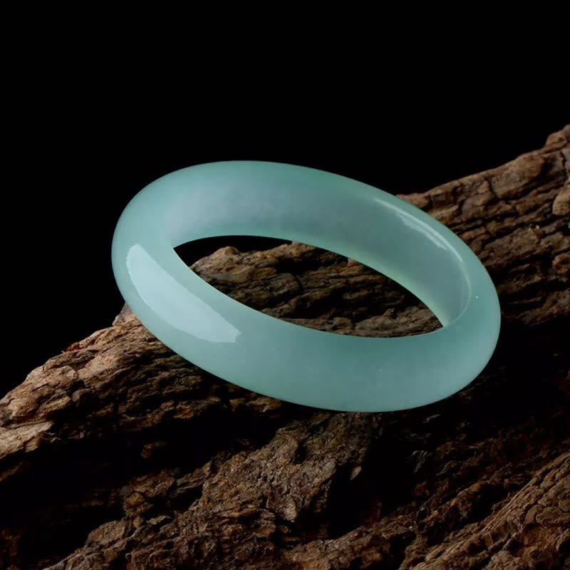 Buddha Stones Natural Jade Luck Healing Prosperity Bangle Bracelet - LightCyan - 60-62mm - image 8