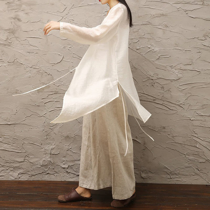 Buddha Stones Simple White Beige Pattern Meditation Spiritual Zen Practice Yoga Clothing Women's Clothes - image 12