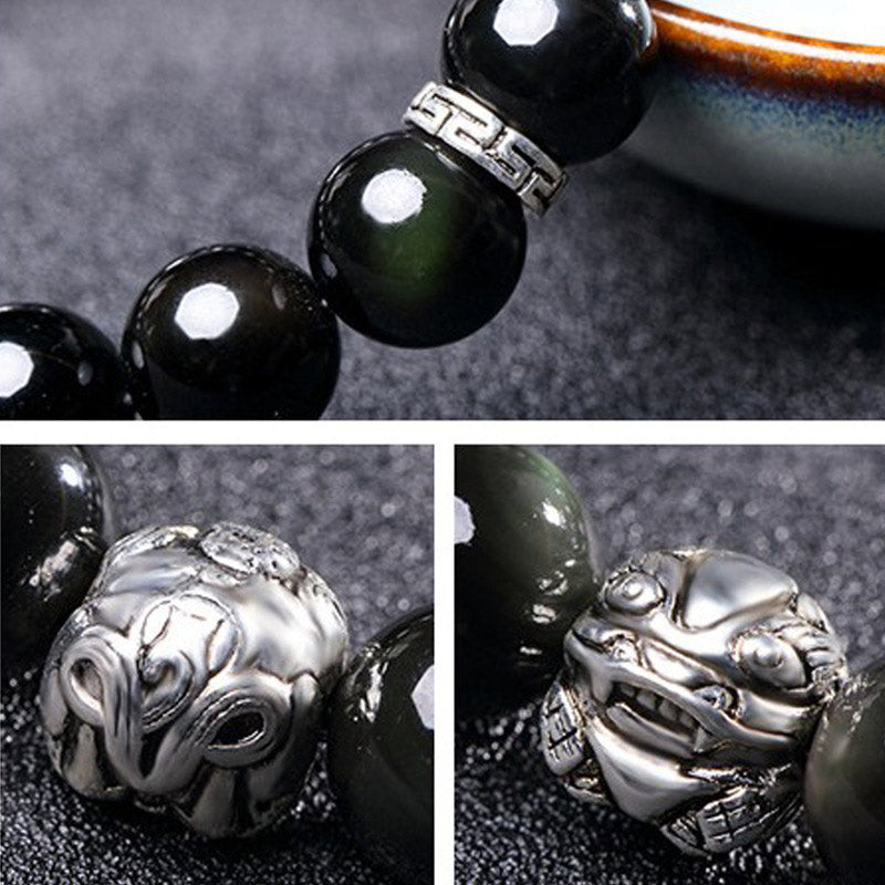 FengShui Natural Rainbow Obsidian PiXiu Blessing Bracelet - image 7