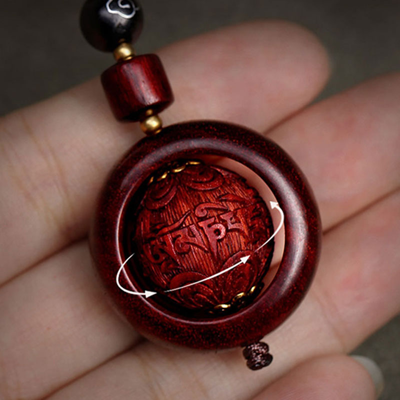 Buddha Stones Tibetan Small Leaf Red Sandalwood Ebony Luck Protection Rotation Decoration - image 7