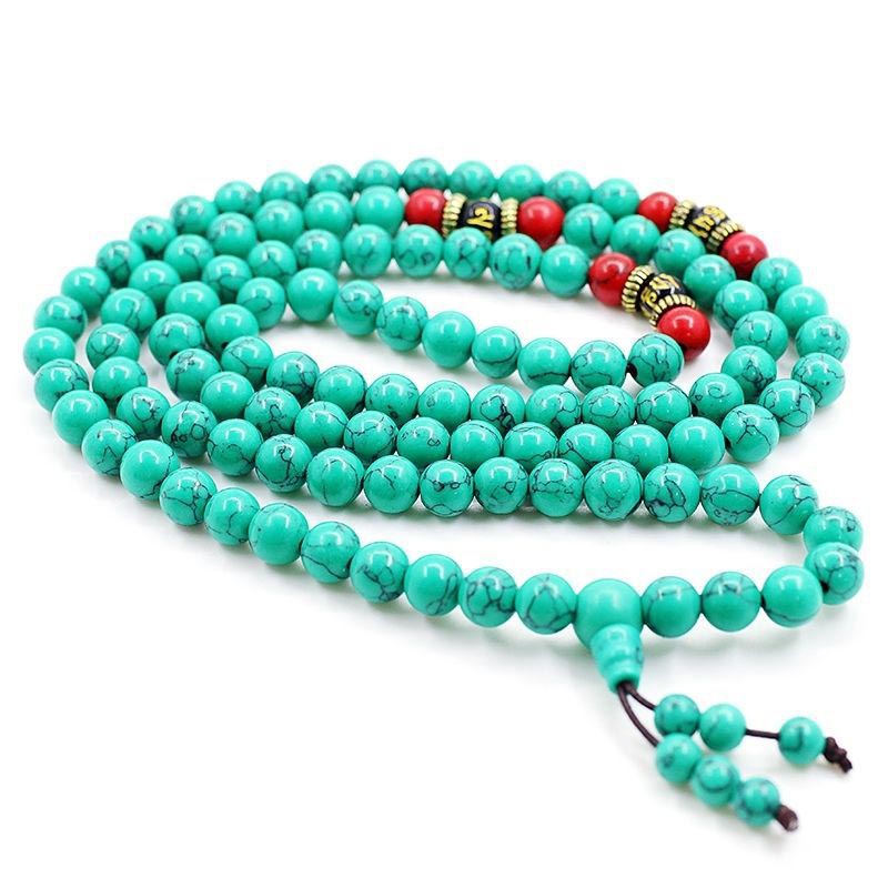 Buddha Stones Tibetan Turquoise Purification Necklace Mala - image 1