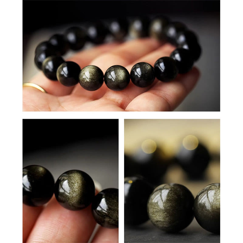 Buddha Stones 925 Sterling Silver Chinese Zodiac Natal Buddha Natural Gold Sheen Obsidian Amber Wealth Protection Bracelet - image 17
