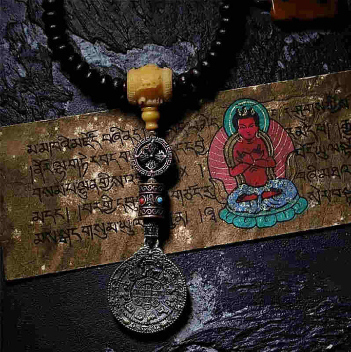 Buddha Stones Tibet 108 Mala Beads Purple Bodhi Seed Bagua Vajra Auspiciousness Bracelet - image 9