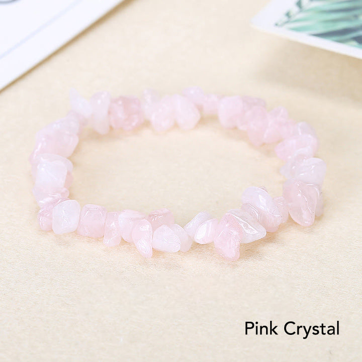 Natural Irregular Shape Crystal Stone Warmth Soothing Bracelet - Pink Crystal - image 2