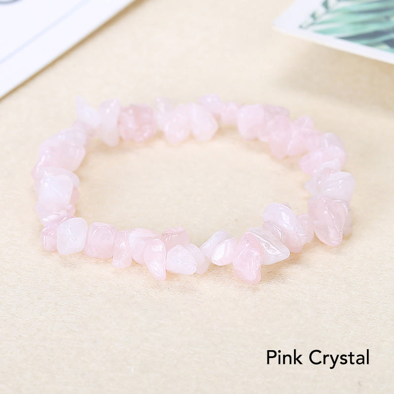 Natural Irregular Shape Crystal Stone Warmth Soothing Bracelet - Pink Crystal(Wrist Circumference: 15-16cm) - image 2
