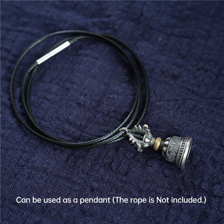 Buddha Stones Tibet 925 Sterling Silver Om Mani Padme Hum Dorje Bell Vajra Engraved Enlightenment Pendant Hanging Decoration - image 7