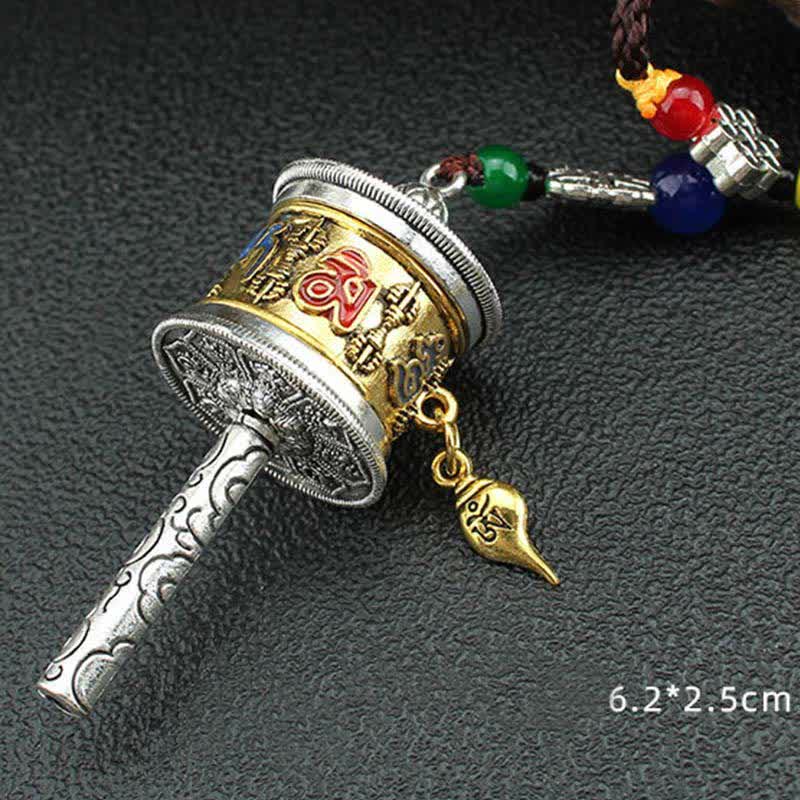 Tibet Om Mani Padme Hum Prayer Wheel Tassel Bag Car Hanging Decoration - image 7