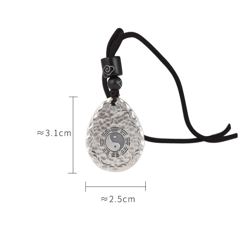 Buddha Stones Vintage 999 Sterling Silver Yin Yang Bagua Water Drop Design Balance Harmony Necklace Pendant - image 15