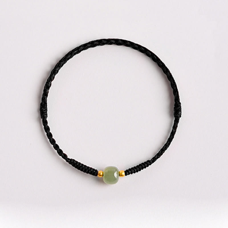 Buddha Stones Handmade Jade Lucky Bead Prosperity Braided Bracelet - Black(Wrist Circumference 14-20cm) - image 8