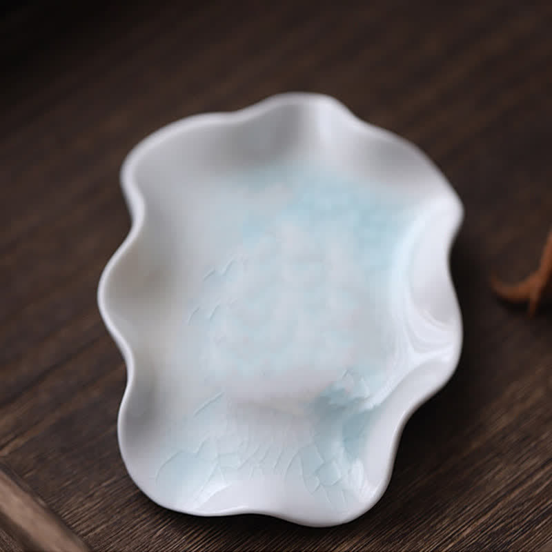 Buddha Stones Meditating Ceramic Small Frog Statue Decoration - Lotus Tray Only - image 9