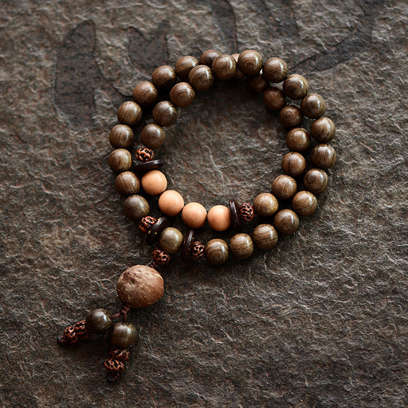 Buddha Stones Tibetan Sandalwood Protection Charm Mala Bracelet - Double Wrap Bracelet(17cm) - 10mm - image 0