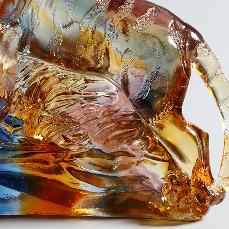 Buddha Stones Handmade Liuli Crystal Tiger Art Piece Protection Home Decoration - image 6