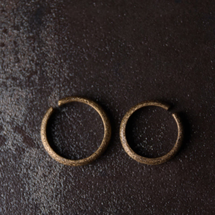 Buddha Stones Tibetan Vintage Texture Design Copper Luck Couple Ring - image 5