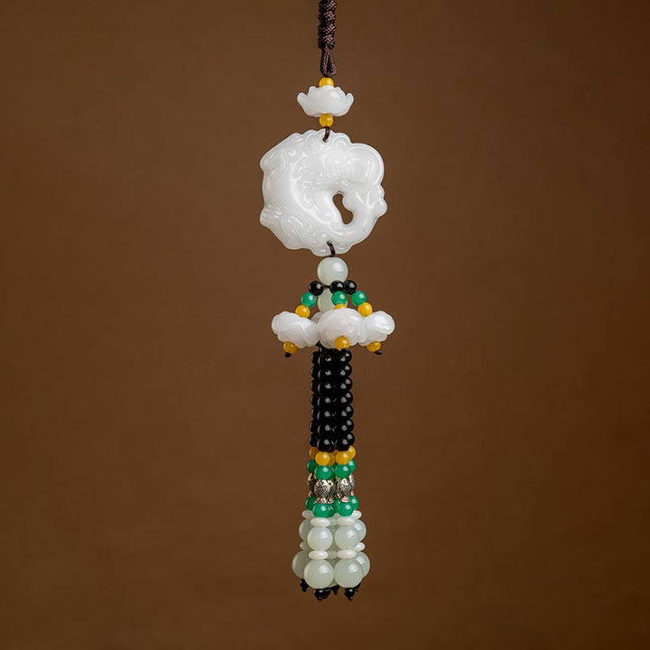 Buddha Stones FengShui Jade PiXiu Blessing Car Pendant Decoration - White Jade - image 1