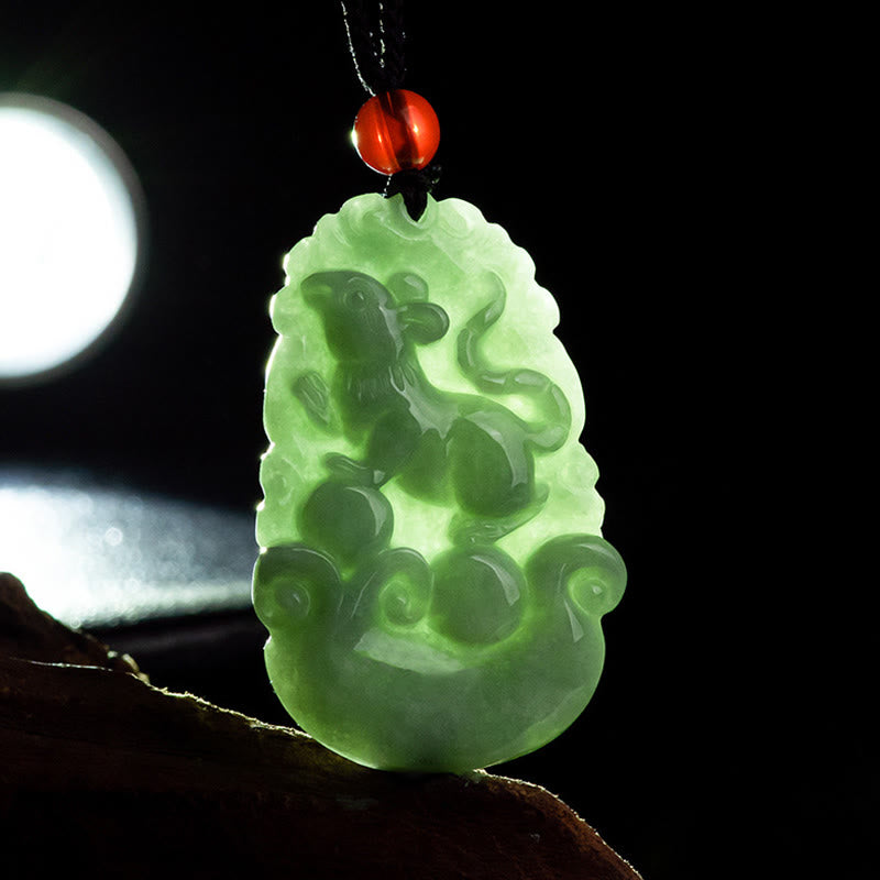 Buddha Stones Natural Green Jade 12 Chinese Zodiac Luck Prosperity Necklace Pendant - image 7