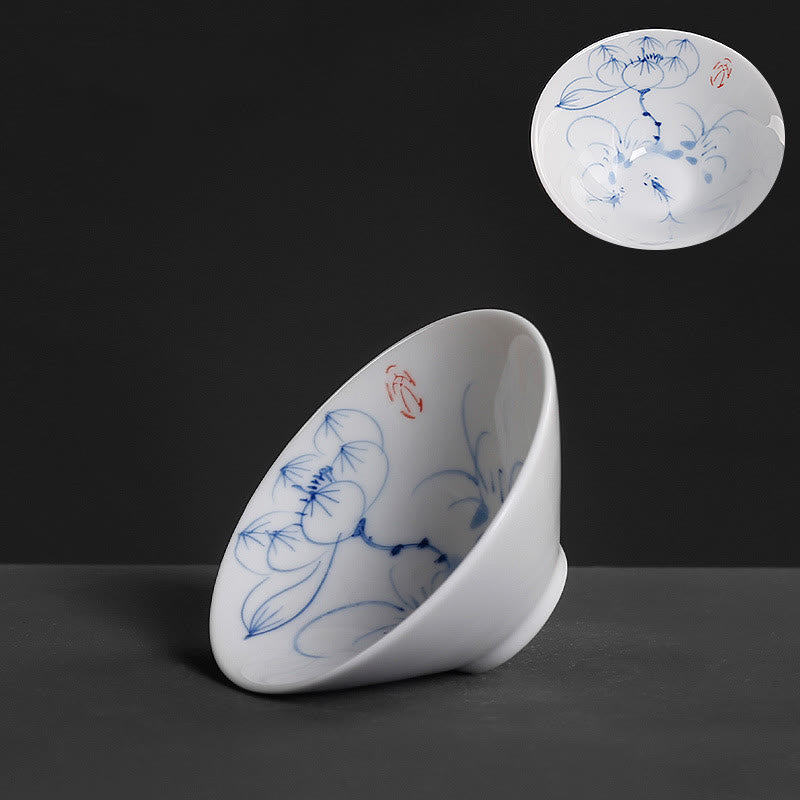Buddha Stones Vintage Plum Orchid Bamboo Chrysanthemum Lotus Koi Fish Ceramic Teacup Kung Fu Tea Cups - Lotus Grass 8.5cm*3.5cm*60ml - image 9