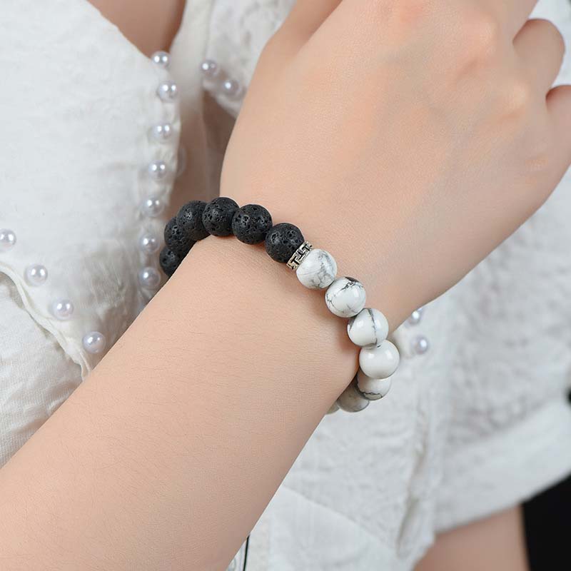 Buddha Stones Yin Yang Lava Stone Protection Bracelet - image 6