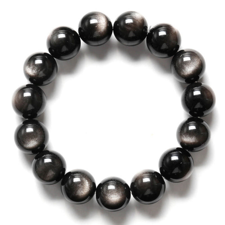 Buddha Stones Natural Silver Sheen Obsidian Soothing Protection Bracelet - image 24