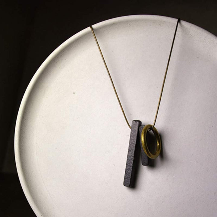 Buddha Stones Zen Circle Ebony Wood Enlightenment Necklace Pendant - image 1