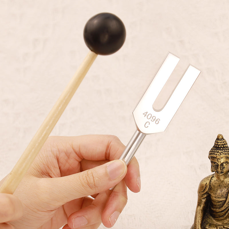 Buddha Stones Tuning Fork 4096HZ Aluminum Alloy Crystal Tuning Fork with Hammer for Chakra Healing - Tuning Fork - image 0
